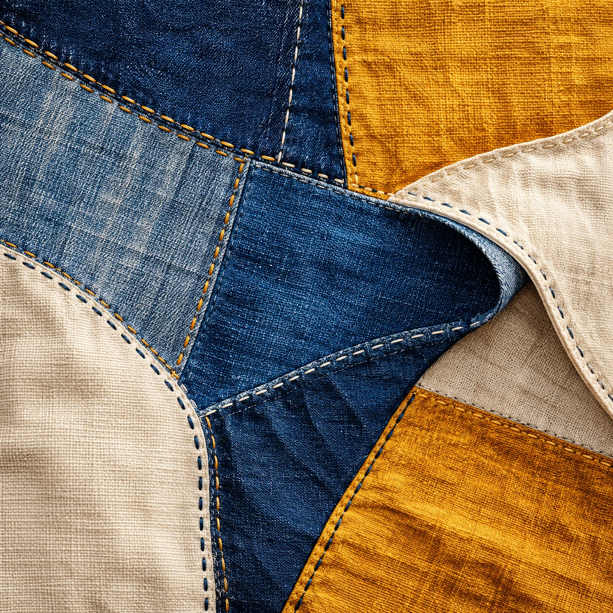 Denim and saffron quilt